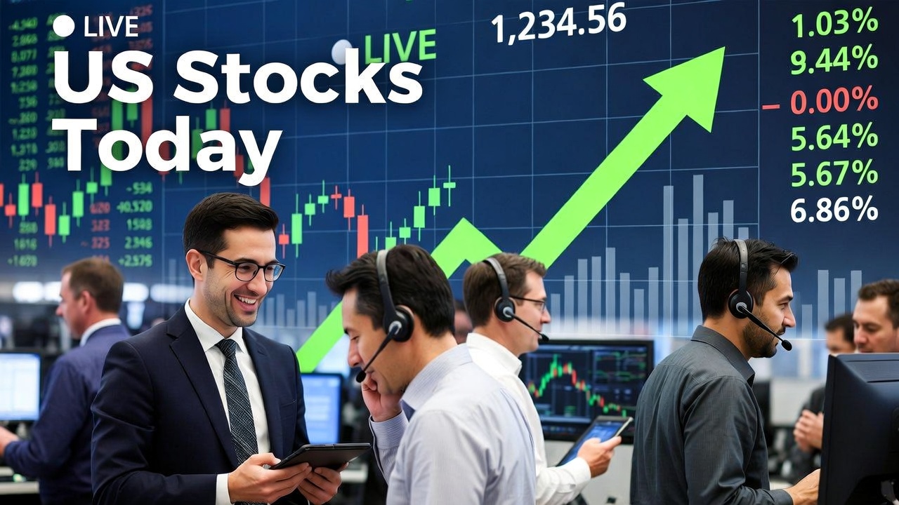 “US stock market update showing Dow, S&P 500, Nasdaq performance with earnings reports and economic data trends”