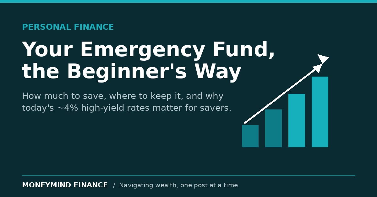 Emergency fund savings guide for beginners — MoneyMind Finance market analysis banner